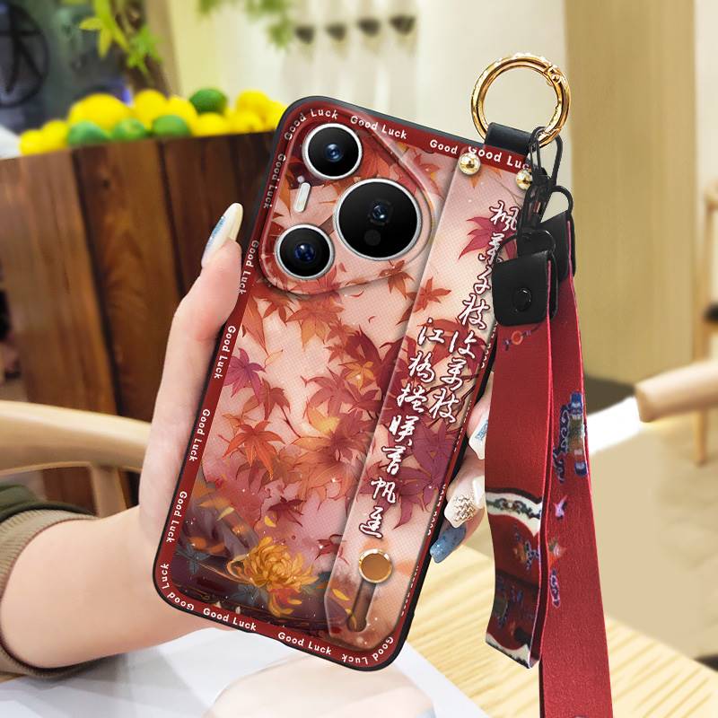 Durable For Mom Phone Case For Huawei P70 Pro/Pura 70 Pro+ Chinese Style Ring Silicone Protective Elderly Lady Lanyard