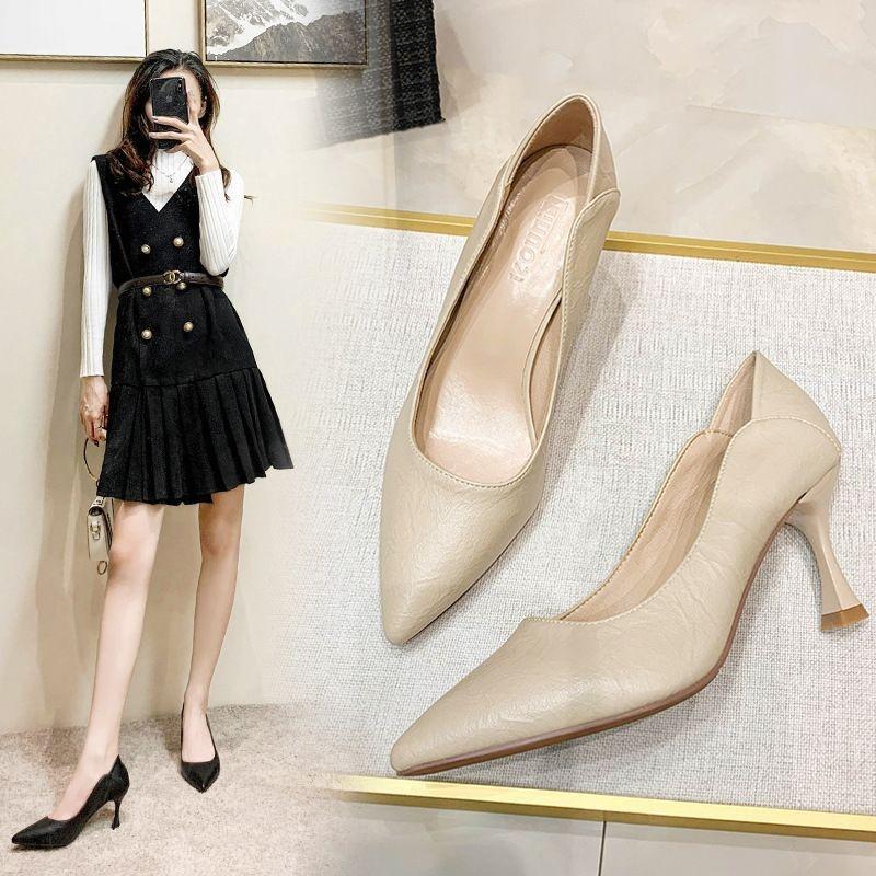 High Heels Women's Spring Summer New Commuter Pointed Stiletto Professional Work Shoes Not Tired Feet Single Shoes