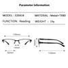 Male Business Half Spectacle Frame Frame Reading Eyeglasses Trendy Design Office Presbyopia Eyewear HD Lightweight TR90 TR90 Anti-blue Light