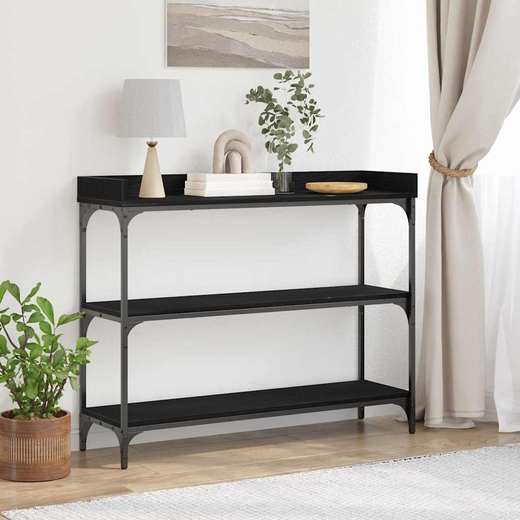 Console Table with Shelf Black Oak Effect 100 X 30 X 80 Cm
