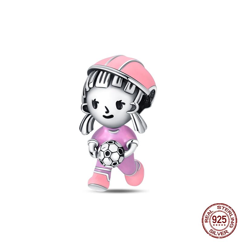 New In Copper Football Baseball Dumbbell Badminton Charms Beads Fit Qikaola Original Bracelet Fine Diy Jewelry Gift