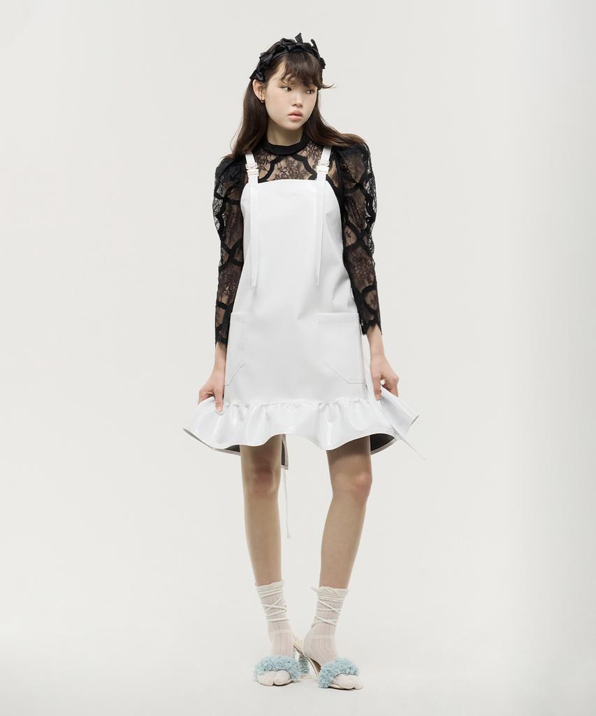 Eipeuleonwei Enamel Frill Apron White