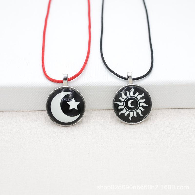 Luminous Sun Moon Couple Necklace Set Romantic Glow In The Dark Pendant Jewelry Gift For Women Men Friendship