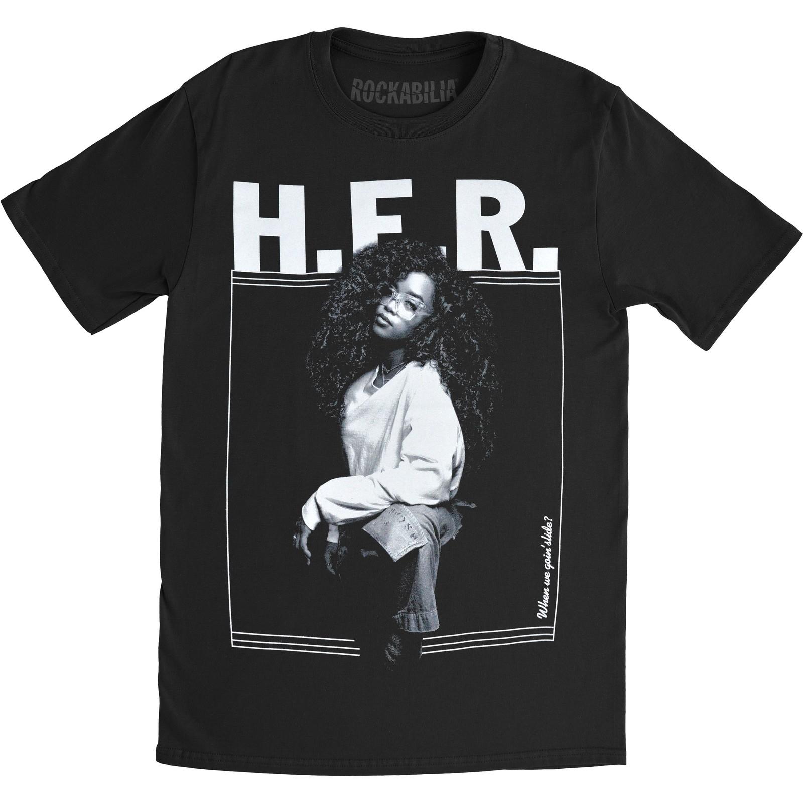 Men s H.E.R. Standing Photo Slim Fit T-shirt Medium Black L