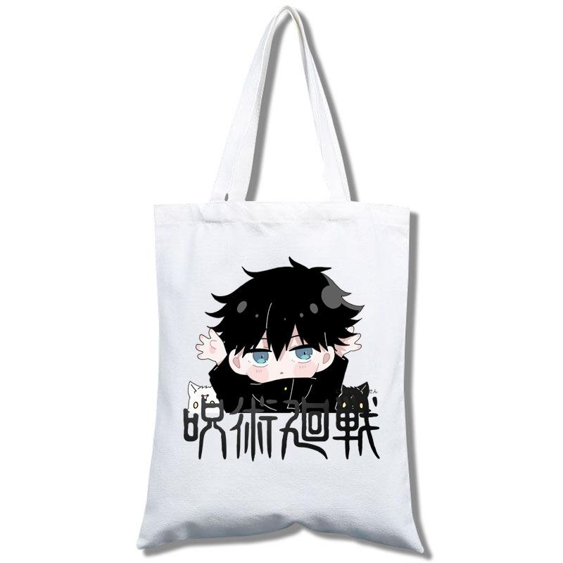 Spell Return Jujutsu Kaisen Shopping Mobile Phone White Canvas Handheld Messenger Bag