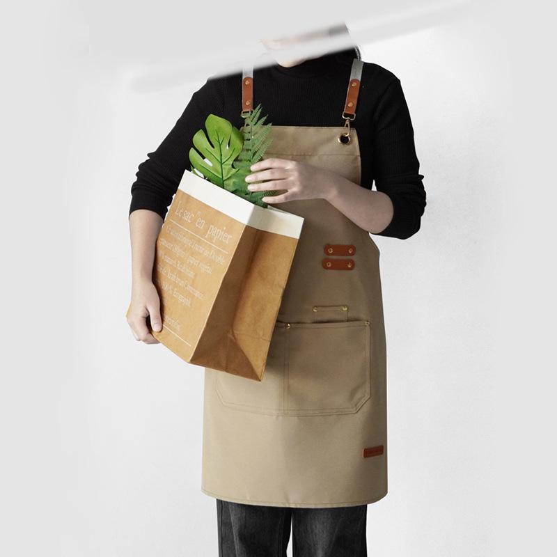 Water-Repellent Kitchen Apron with Custom Logo for Coffee, Milk, Tea, and Catering