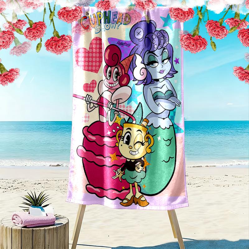 Energetic Cartoon 2D Flat Print Beach Towel, Large Soft Quick Dry Towel for Beach Camping SwimmingXSTJ0915269
