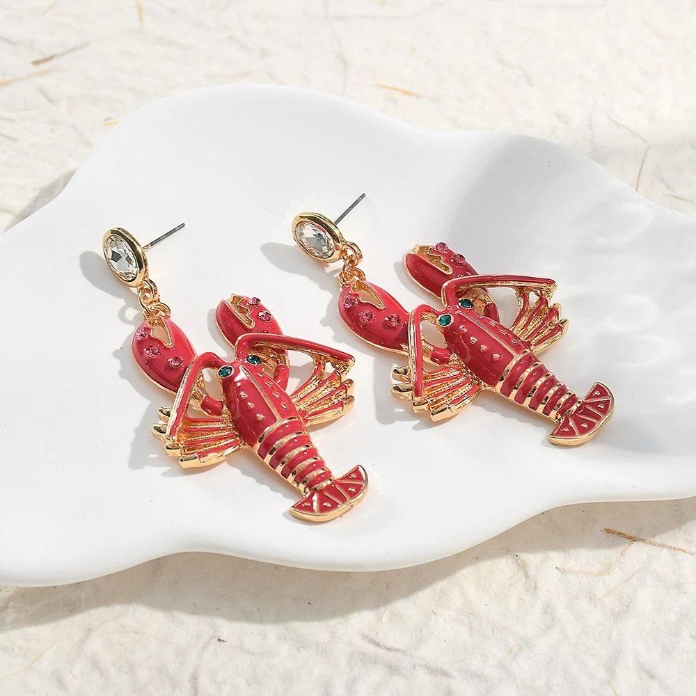 Creative Enamel Stud Earrings Rhinestone Bohemian Dangle Earring Lobster Earrings  Beach