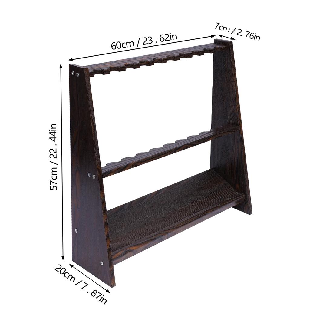 10-Hole Wall-Mounted Cue Rack, Billiard Cue Rack, Fishing Rod Holder,Golf Club Rack, Scratch-Resistant Retro Wooden Square Brown