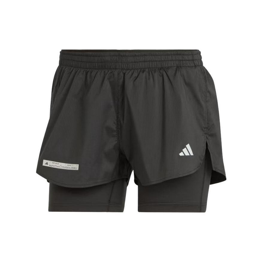Adidas Women Ultimate Two-in-One Aeroready Moisture-Wicking Reflective Running Shorts Recycled Polyester Black IM1866 S