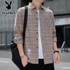 PLAYBOY Men's Plaid Long-Sleeve Casual Shirt