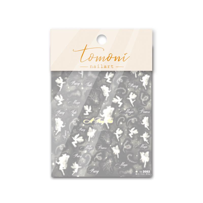 Милые мультяшные наклейки для ногтей с феями Томони: Тисненые мелкие узоры, градиентный глиттер, звездные полые дизайны.