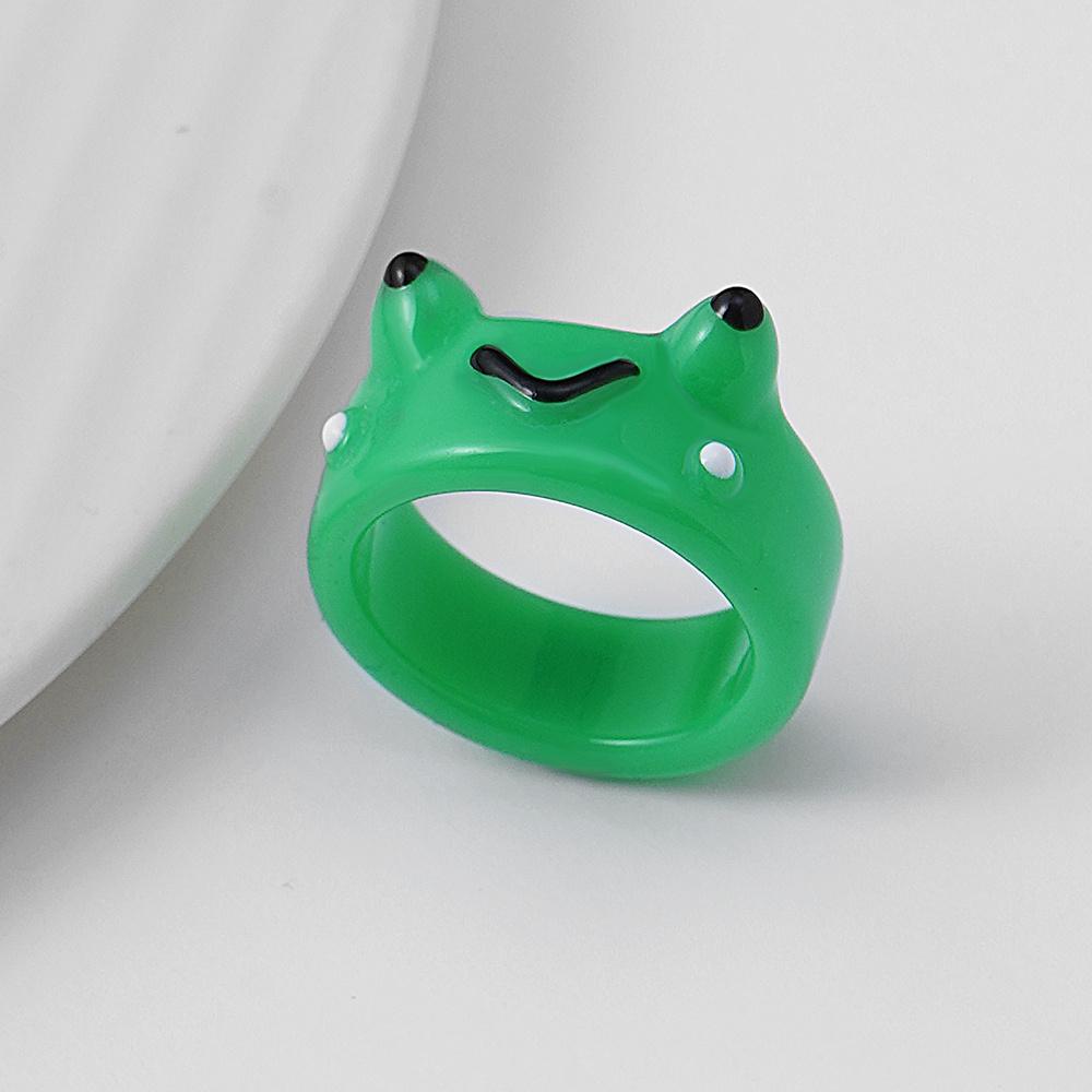 

Мультяшные милые смоляные акриловые кольца в виде лягушки для девочек, индивидуальные украшения