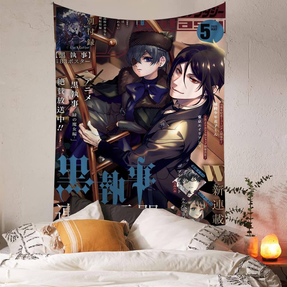 Anime Cool Black BButler Colorful Tapestry Wall Hanging Bohemian Wall Tapestries Mandala Wall Art Decor