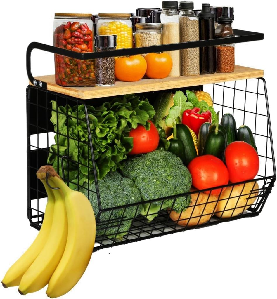 2 Sets Magnetic Fridge Shelf & Spice Rack 2 In 1 Kitchen Vegetable Rack, Kitchen Storage and Organization, Fruits and Vegetables, Fruit Basket Basket