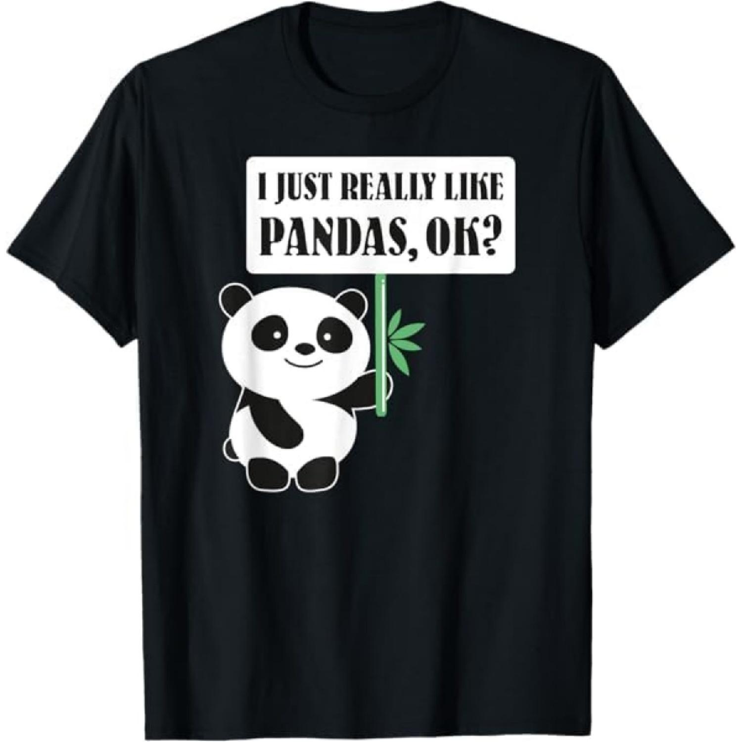I Just Really Like Pandas Panda Bear Panda Girls Christmas T-Shirt PTKL Mens Womens Tank Top Sweatshirt Hoodie 921 Black S