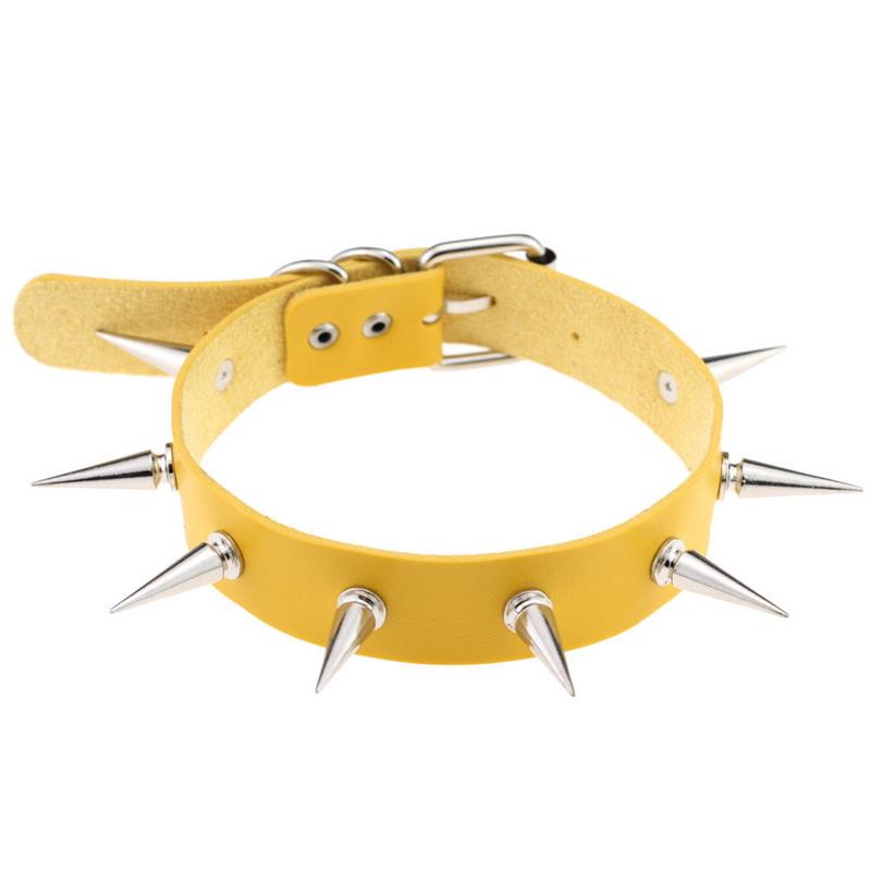 PU kožený gotický náhrdelník obojok Sexy špica okrúhly prsteň Kľúčna kosť Punk Rock Retiazka Choker Opasok Nastaviteľný golier Choker Cosplayer Halloween doplnok