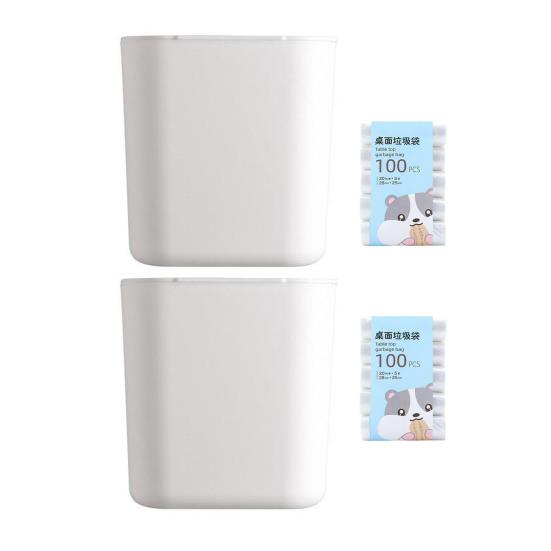 Desktop Trash Can with Flip Cover Mini Trash Bin Home Office Desk Bedside Table Plastic Waste Container