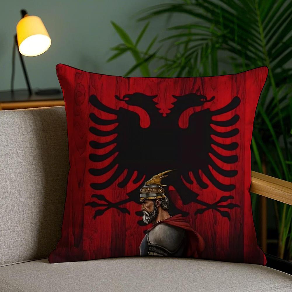 A-Albanias Flag Cushion Cover Soft Short Plush Double-Sided Printing Home Decor Machine Washable Pillow Case Gift