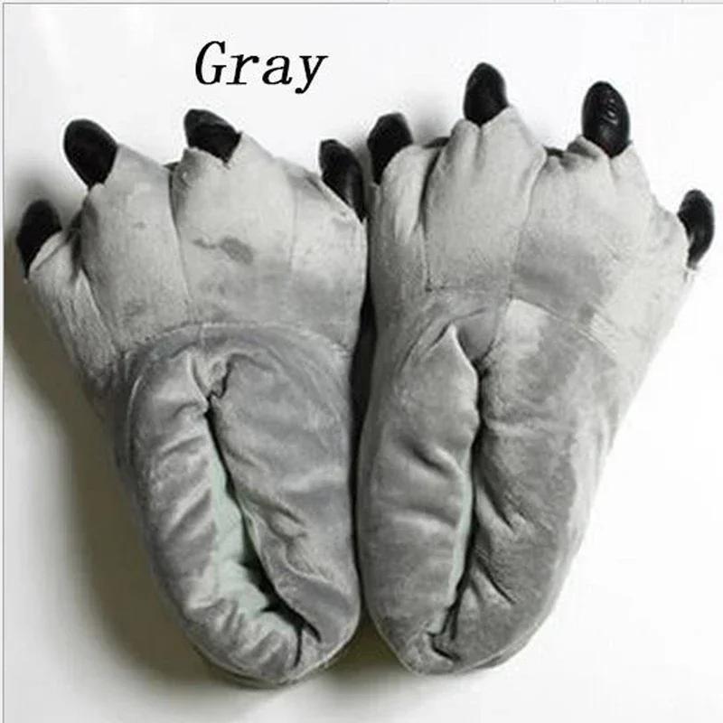 Fashion Winter Soft Warm Monster Dinosaur Paw Funny Slippers for Men Women Kids Parent-child Home House Slipper Shoes Room Cotton Shoes