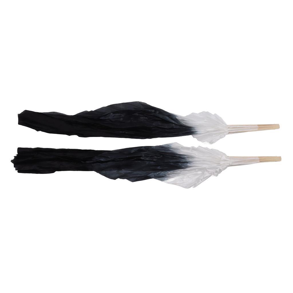 1 Pair Long Dance Fan Soft Beautiful Classical Dancing Fan for Belly Dance Performance Learning 1.5m Gray and Black
