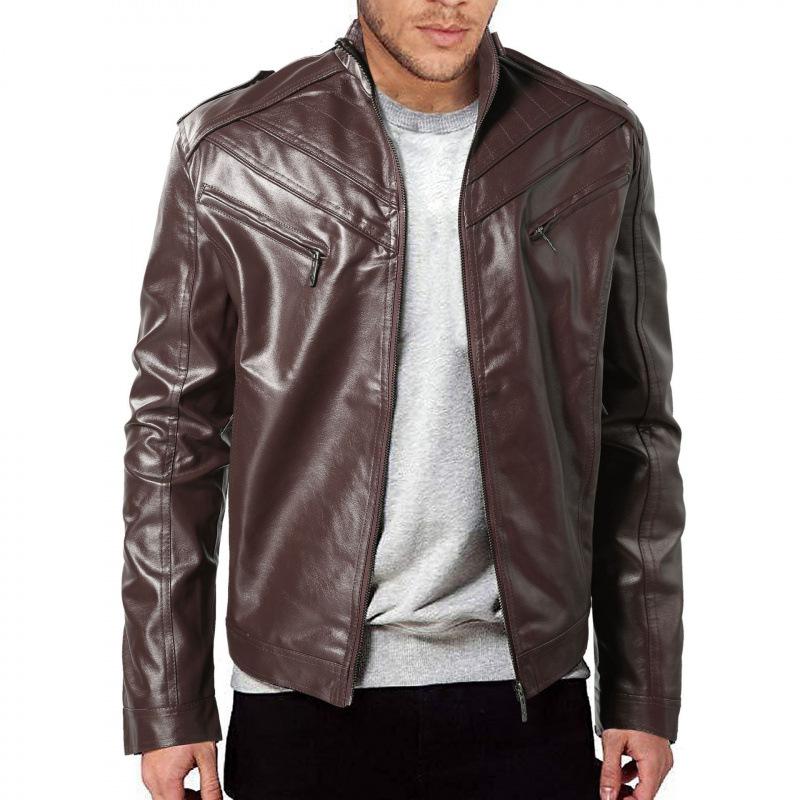 New men's PU leather jacket trendy European and American locomotive leather jacket large size