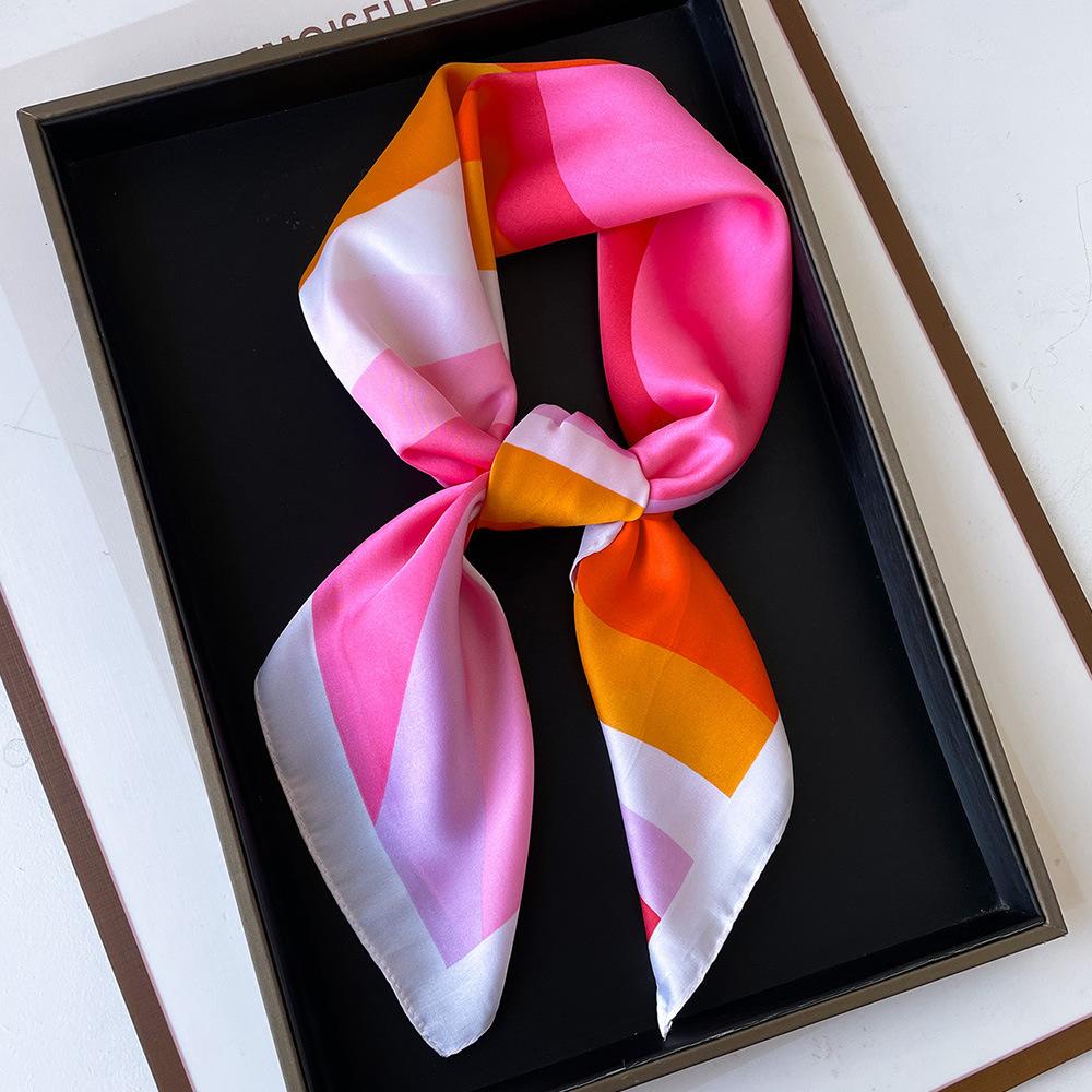 High-end wholesale thin small square scarf, imitation silk scarf, size 71, satin headscarf, versatile decorative shawl