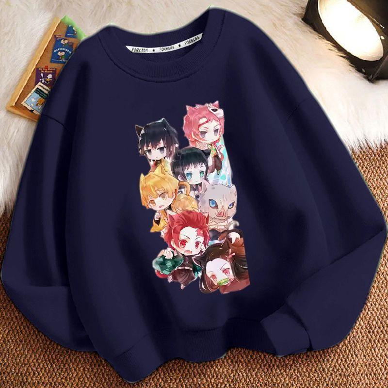 Kinder Modischer Demon Slayer Hoodie, Frühling und Herbst Jungen- und Mädchen-Freizeit-Hoodie