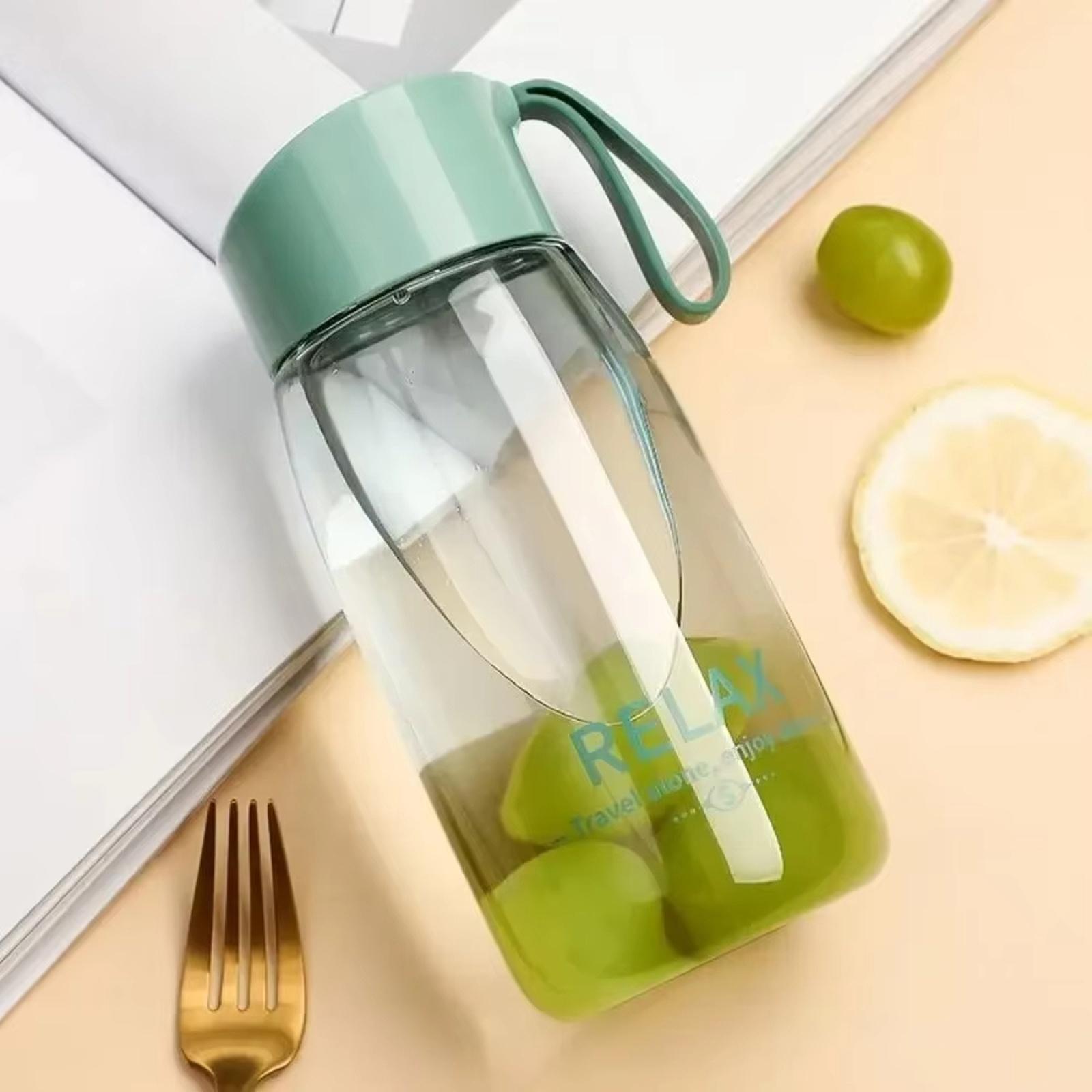 

Reusable Water Bottle with Secure Lid and Carry Strap for Travel Outdoor Sports Office School Gym Leakproof Design BPA Free Plastic one size зелёный