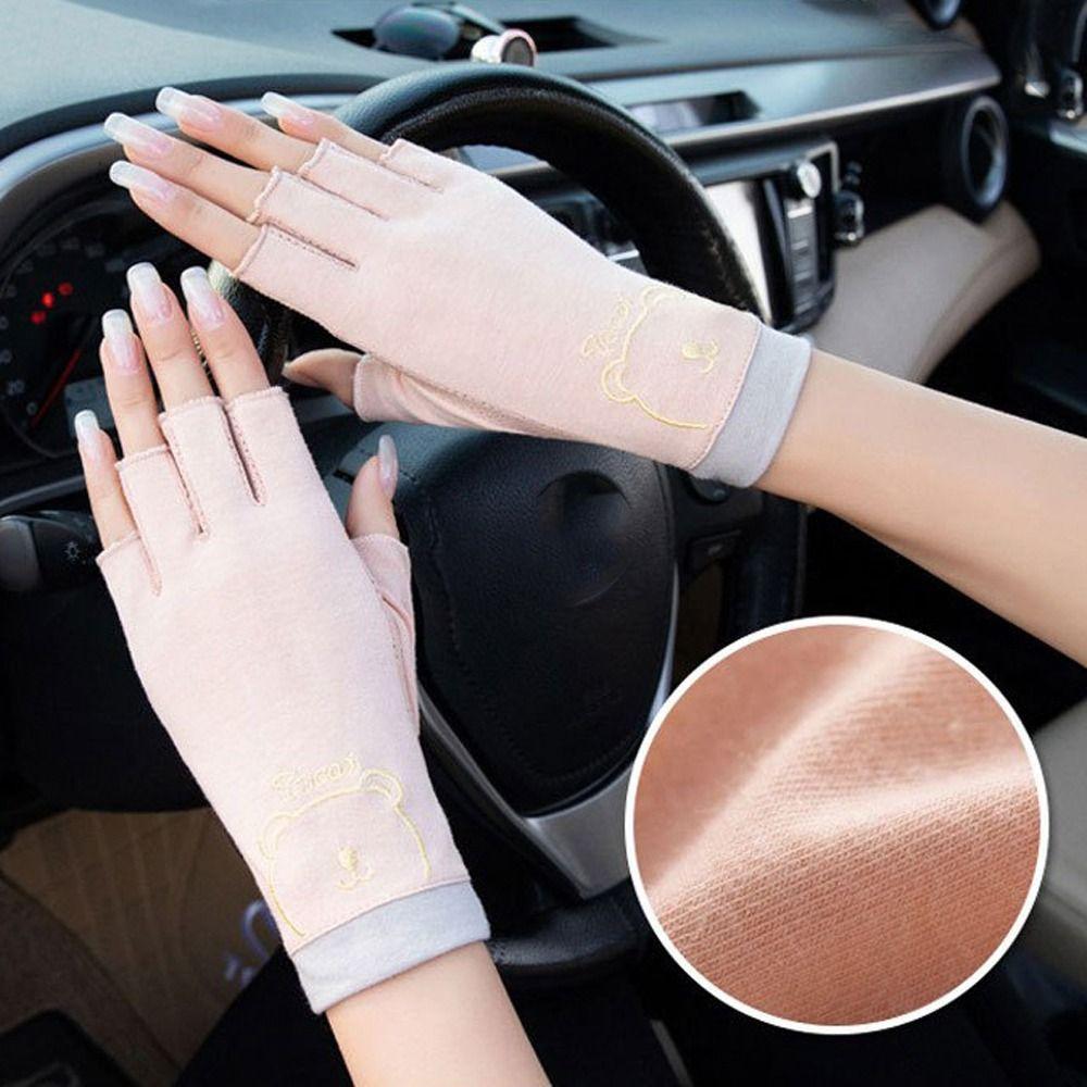 Cycling Gloves Driving Gloves Mesh Gloves Letter Summer Sunscreen Gloves Touch Screen Gloves Half Finger Gloves Women Gloves