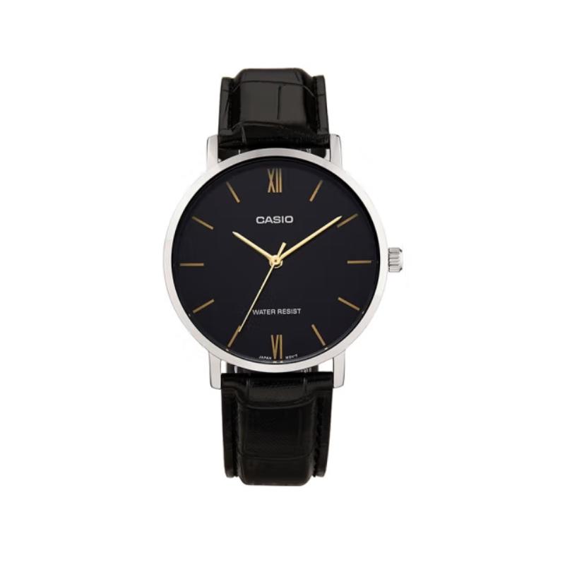 Casio STANDARD Series Quartz Movement Leather Strap Japanese and Korean Watch Men's Watch Silver Dial MTP-VT01L-1B