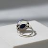 Blue Lapis Lazuli Round Statement Ring, 925 Sterling Silver Jewelry, Minimalist Twisted Rope Boho Gemstone Ring
