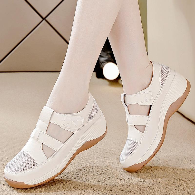 4cm Summer New Flat-bottomed Non-slip Breathable Shoes Comfortable Mesh Hollow Soft Bottom Plus Size Sandals Women