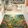 Spring Floral Butterfly Daisy Non-Slip Floor Mat Washable Decorative Area Rug for Entrance Living Room Bedroom Home Decor