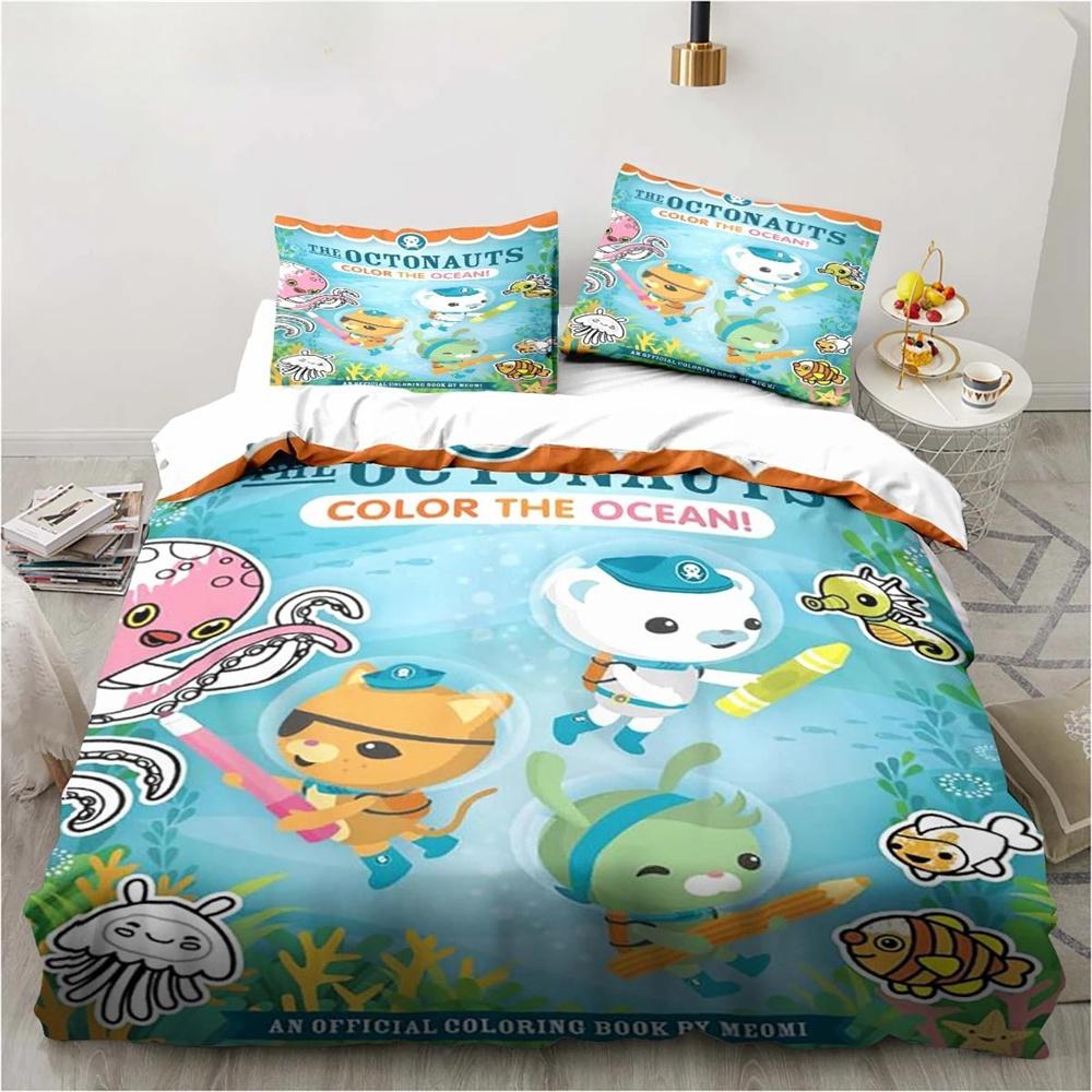 Yeni 3D Karikatür Octonauts 2/3 ADET Yatak Takımı Yatak Odası Tek Kişilik Çift Kişilik Yatak King Boy Yorgan Kılıfı Ve Yastık Kılıfı Çocuk Doğum Günü Hediyesi
