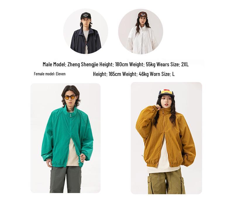 Unisex Lightweight Quick-Dry Stand Collar UV Protection Hiking Jacket
