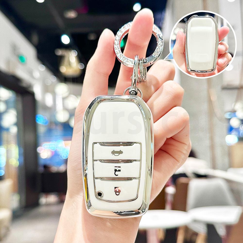 Silver Edge Tpu For Toyota Hilux Innova Camry Prado Crown Tlk 200 Yaris Land Cruiser 200 300 Fortuner Cross Car Key Case Cover