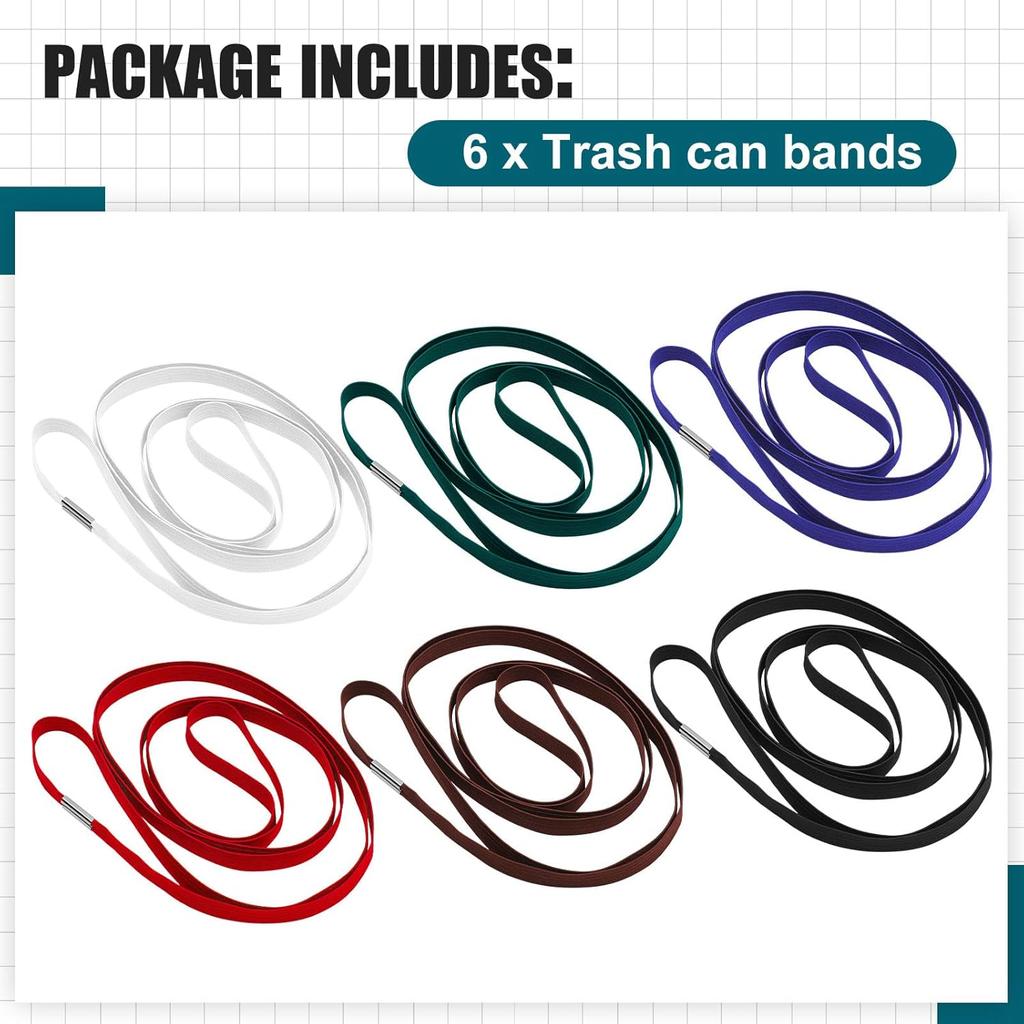 Riakrum 6 Pieces Trash Can Rubber Bands, Suitable for 60-98 Gallon Trash Cans,Perimeter from 102 Inches to 150 Inches Large Multi-functional Rubber