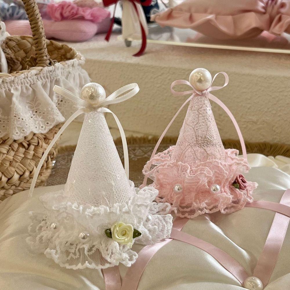 Embroidery Birthday Crown Bow Birthday Cap Creative Birthday Hat Hairpin Girls