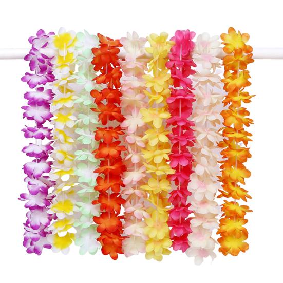 Hawaiian Leis Bulk Colorful Faux Flower Necklace Leis Tropical Theme Party Favors for Adults Hawaii Summer Beach Luau Party Birthday Party Supplies