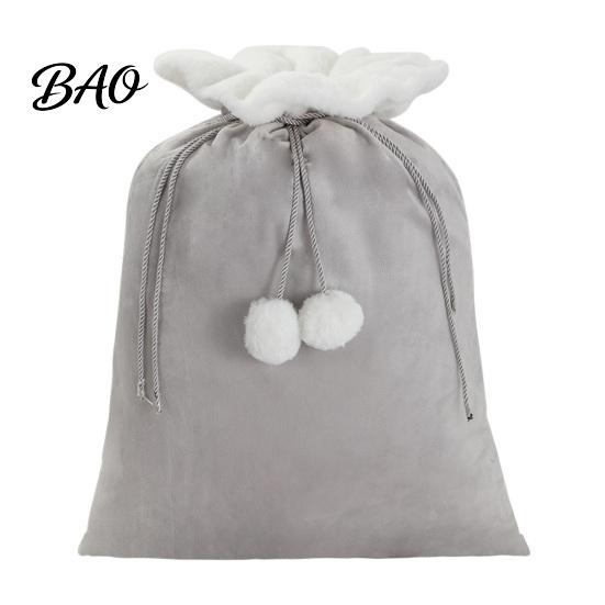 Hand Painted Craft Supply Bags Christmas Velvet Santa Gift Bag, 19 X 26 Inch Large Drawstring Durable Pouches for Snacks Claus Reusable Presents Sack
