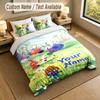 3Pcs Bedding Set Custom Name Text, 1 Sheet 2 Pillowcases Home Bed DecorPikmin