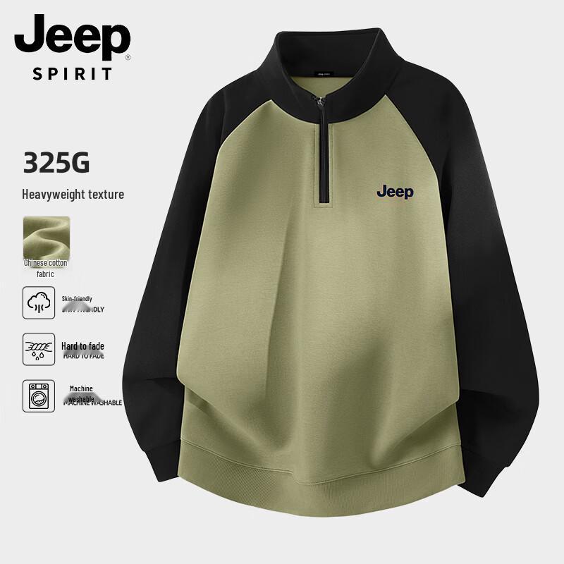 JEEP SPIRIT Men's 2026 Half-Zip Stand Collar Sweatshirt
