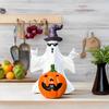 Yousheng Halloween Geist Kürbis Statue Gruselige Zaubererhut Sonnenbrille Geist Harz Figur Skulptur Feiertagsparty Heim Schreibtisch Dekoration Ornament