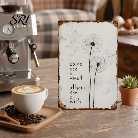 Living Room Dandelion Sign Metal Wall Decoration Vintage Rusty Wish Theme Decor Art Indoor Outdoor Home Office Decorative
