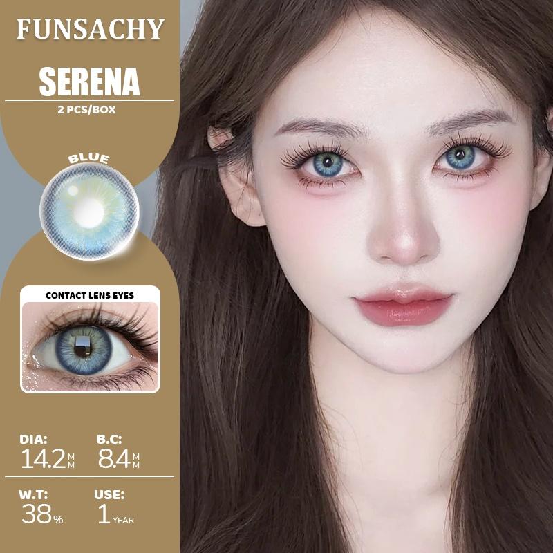 FUNSACHY 1 Pair Colored Contact Lenses Natural Big Black Eyes Blue Green Soft Contact Lenses for Women Brown Gray Contact Lenses