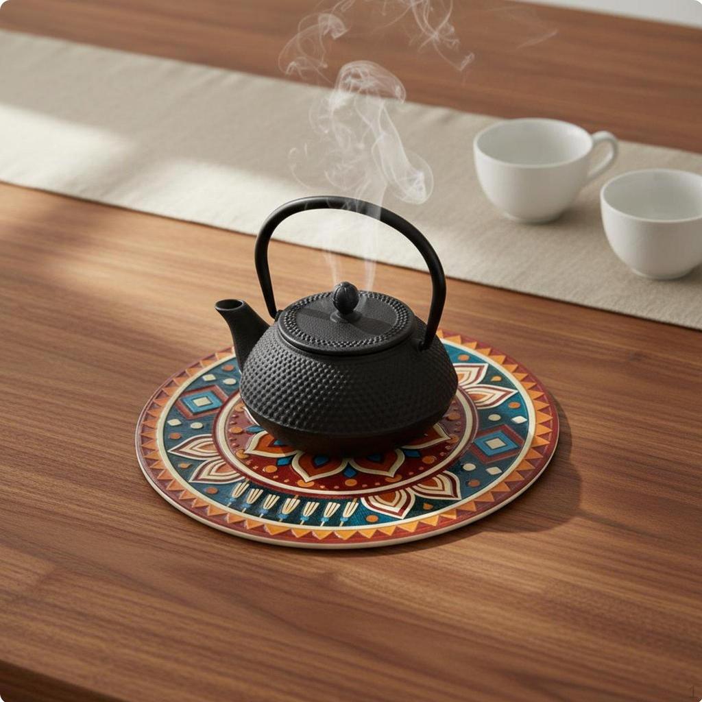 Bohemian Ceramic Coaster HeatResistant Design Cup Mats NonSlip Mandala Pattern Mat for