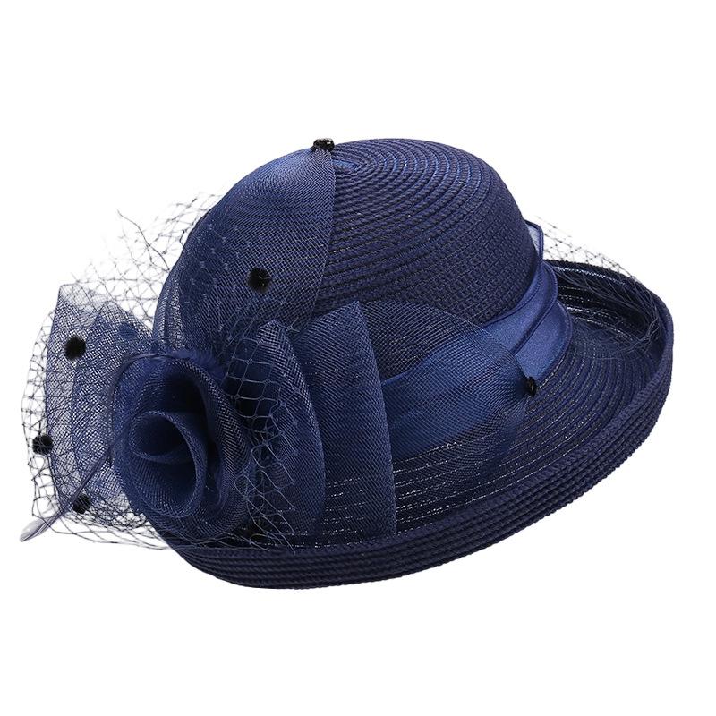European and American Temperament Retro Crimped Brim Breathable Mesh Basin Hat Women's Summer Banquet Fashion Versatile Sunshade Sunscreen Hat
