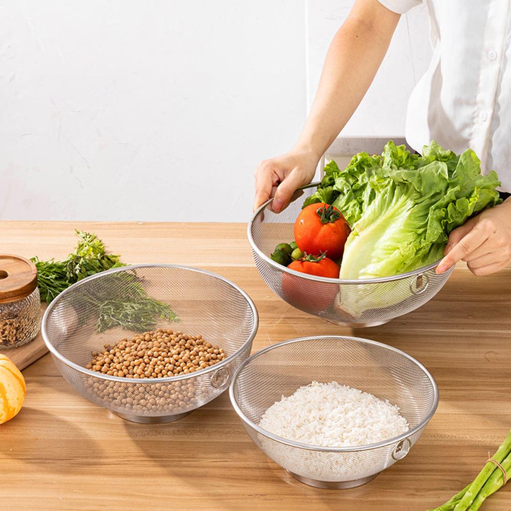 Stainless Steel Mesh Colander Multi-function Washing Rice Bowl New Strainer Basket