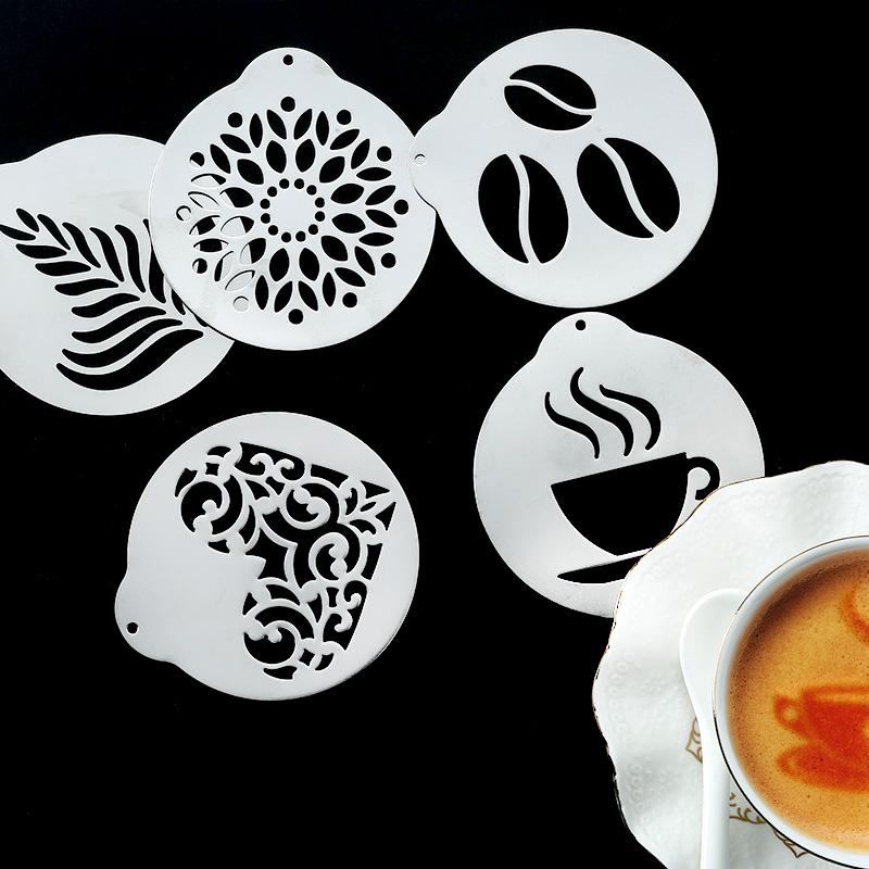 FAIS DU Edelstahl Kaffee Schablone Kuchen Dekorationsschablone Backschablone für Latte Cappuccino DIY Kunst Kaffee Zubehör